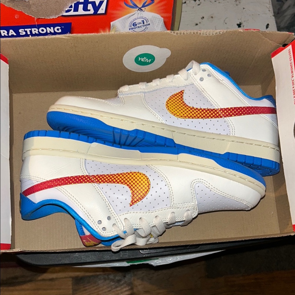 Nike White and Blue Retro Sneakers-new with box